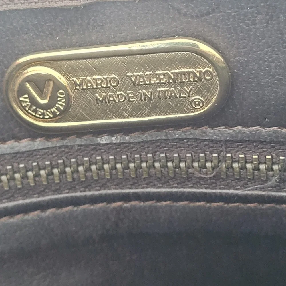 Mario Valentino‎ Vintage Brown Monogram Wristlet Clutch Bag Made in Italy